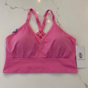 NEW Climawear Pink Sports Bra Removable Cups Adjustable Straps Size XL.